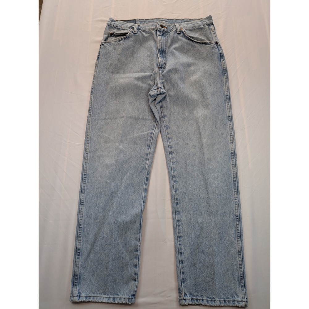 Wrangler Mens Light Wash Straight Leg Denim Jeans Blue 35x30